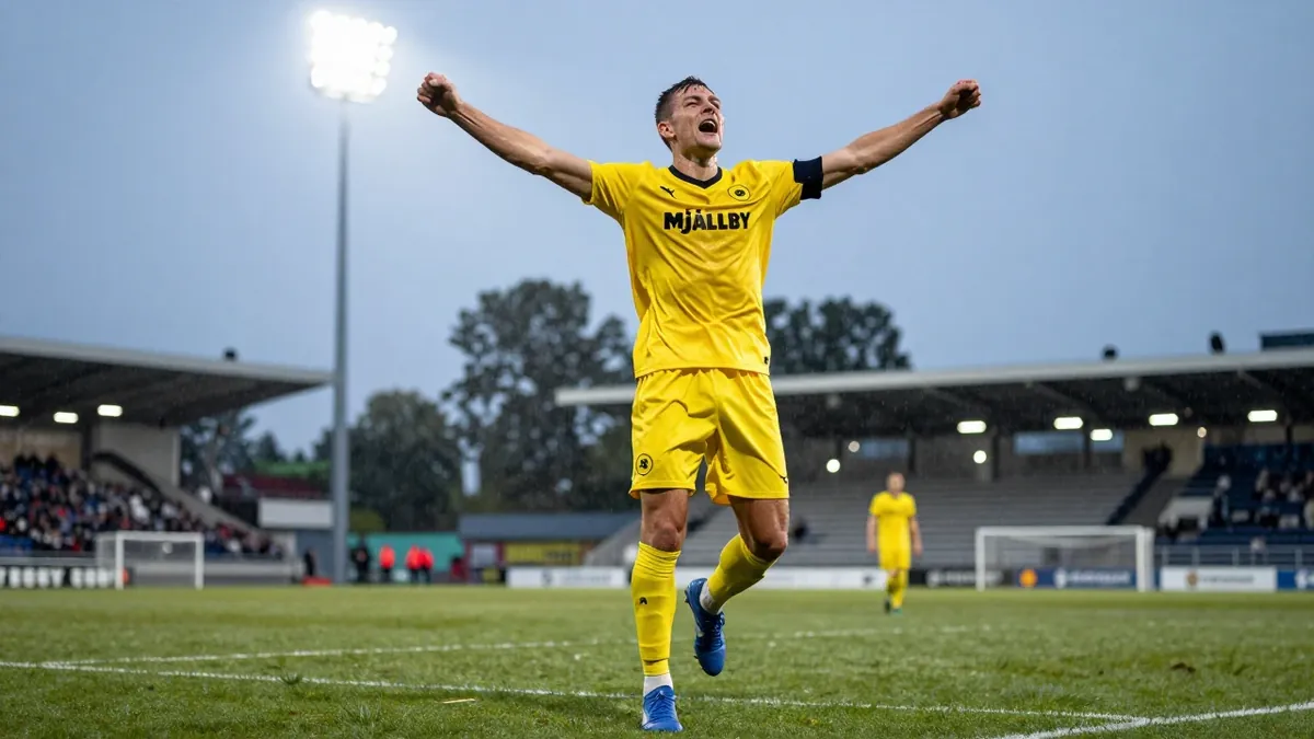 Mjällby AIF började sin första Conference League-säsong med en 2-0-seger mot Inter Club d'Escaldes på Olympia i Helsingborg
